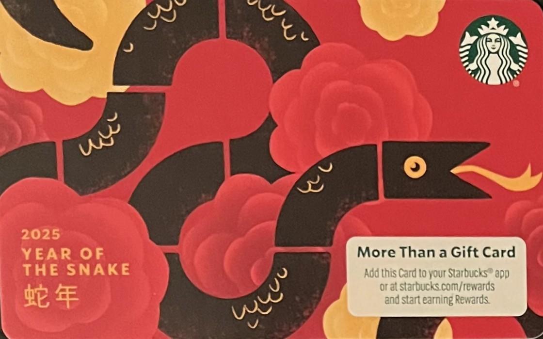 2025 Starbucks Lunar New Year 40 Gift Cards, THE YEAR OF THE SNAKE - Sold on eBay January 9th, 2025 for $250.00