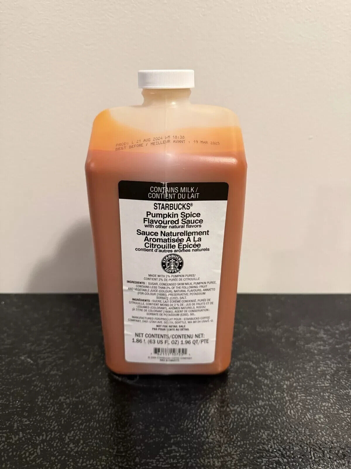 New Listing6! SEALED Starbucks Pumpkin Spice Sauce 63 Oz/1.86 L  (CUSTOM ORDER FOR MIKE) - Sold on eBay February 18th, 2025 for $120.00