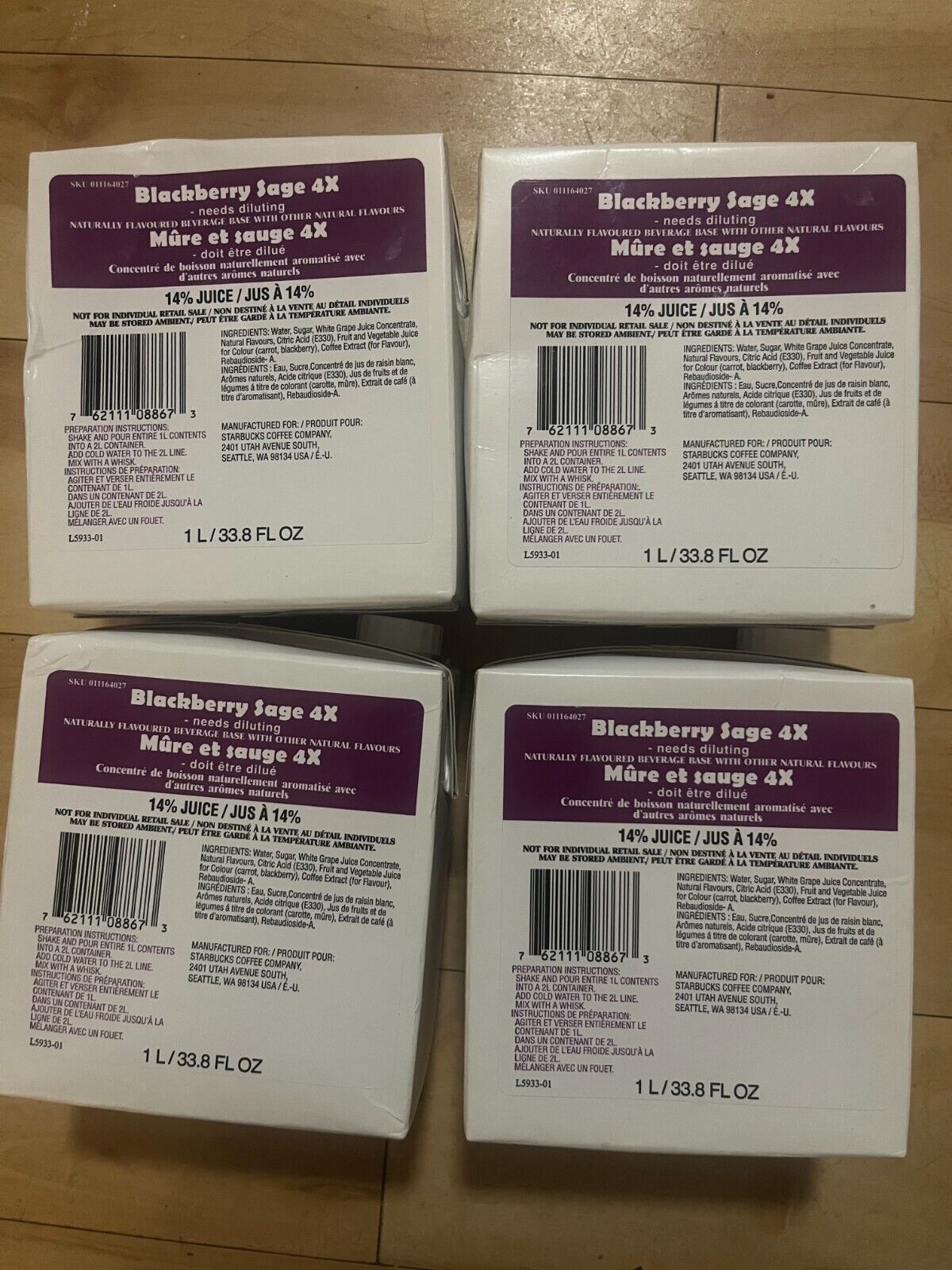BRAND NEW 4 Pack Starbucks 4X Blackberry Sage Refresher Base EXP 4/25 - Sold on eBay March 13th, 2025 for $99.99
