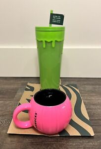 Starbucks Green Slime Glow in the Dark Tumbler and Pink Pumpkin Mug Duo Lot NEW! - Sold on eBay October 7th, 2023 for $150.00
