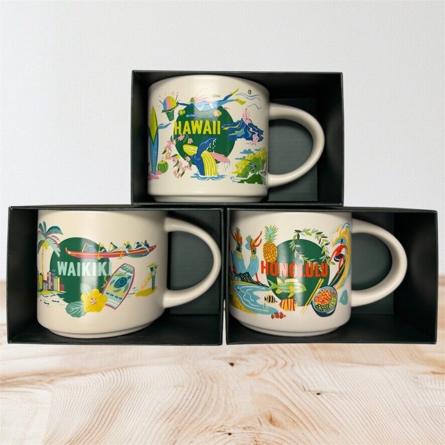 NEW 2024 Starbucks DISCOVERY SERIES SET :HAWAII, HONOLULU & WAIKIKI Mugs 14oz x3 - Sold on eBay February 8th, 2025 for $93.25