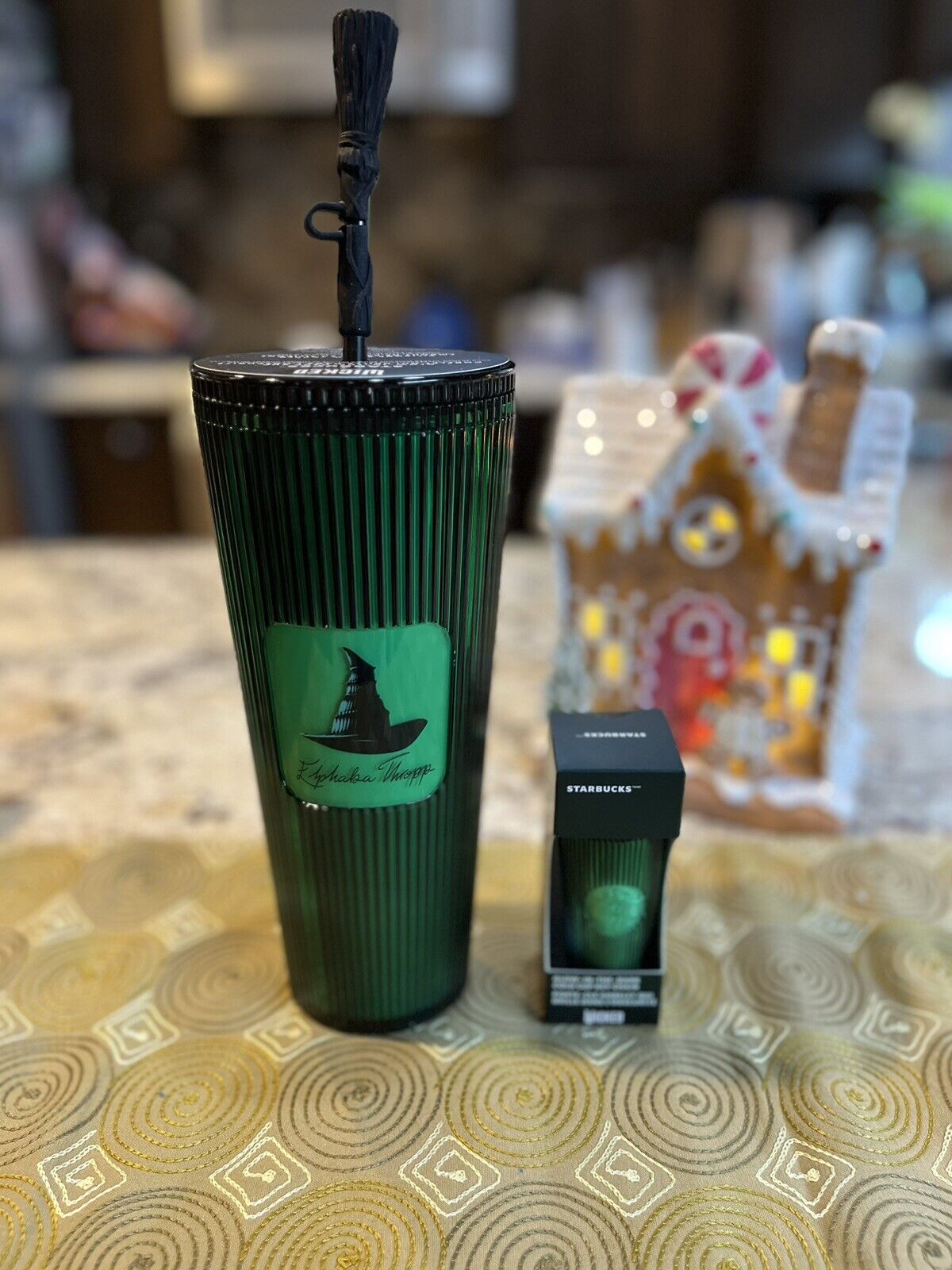 NEW Starbucks Wicked Elphaba Glow In The Dark Cold Cup W/Broom Straw & Keychain - Sold on eBay January 12th, 2025 for $89.00