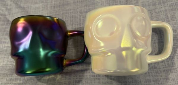 NEW 23 & 24 Starbucks Coffee Mug Skull Halloween Rainbow Oil Slick & WHITE LOT 2 - Sold on eBay October 29th, 2024 for $105.99
