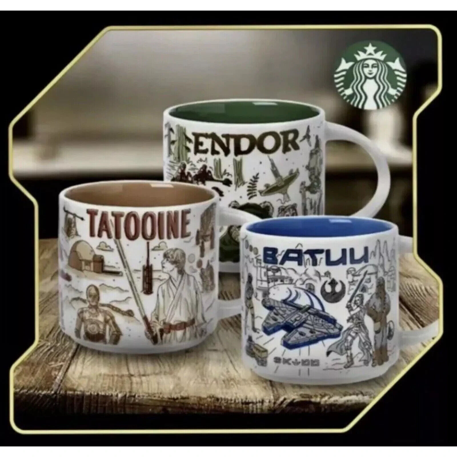 ? 2021 Starbucks Star Wars Mugs Cups Set Tatooine Endor Batuu Been There Series - Sold on eBay December 3rd, 2024 for $200.00