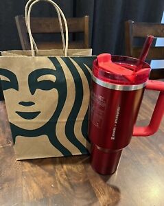 ?NEW LIMITED Starbucks x Stanley Cup Holiday 2023 Collab (40 oz) Red Tumbler ? - Sold on eBay November 9th, 2023 for $149.50 (18 bids) 