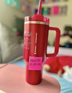 NEW LIMITED Starbucks x Stanley Cup Holiday 2023 Collab (40 oz) Red Tumbler - Sold on eBay November 16th, 2023 for $170.00