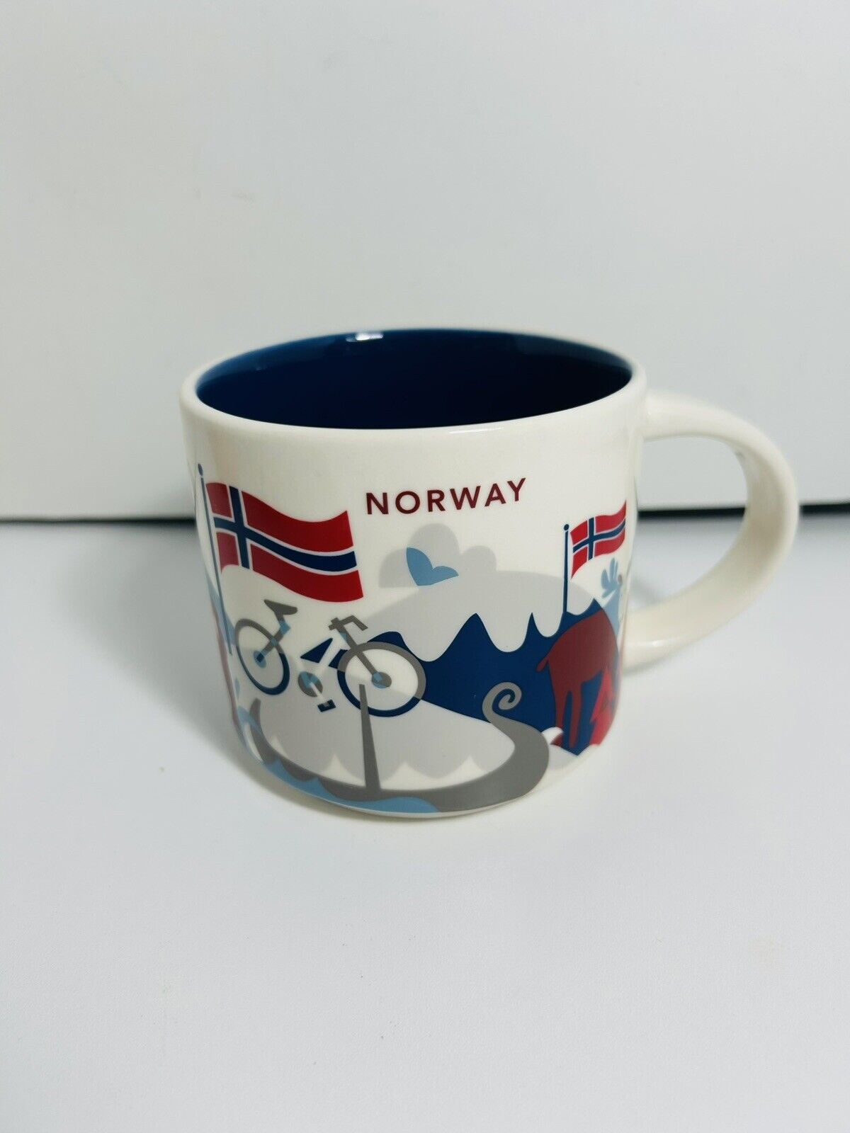 Starbucks You Are Here Norway, Fish, Bike, Flags, Skis, Snow, Coffee Mug 14 oz - Sold on eBay January 9th, 2025 for $99.95