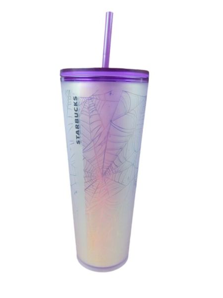 Starbucks Spider Web Halloween Purple Frosted 2021 Soft Touch 24oz Tumbler HTF - Sold on eBay October 15th, 2024 for $99.00