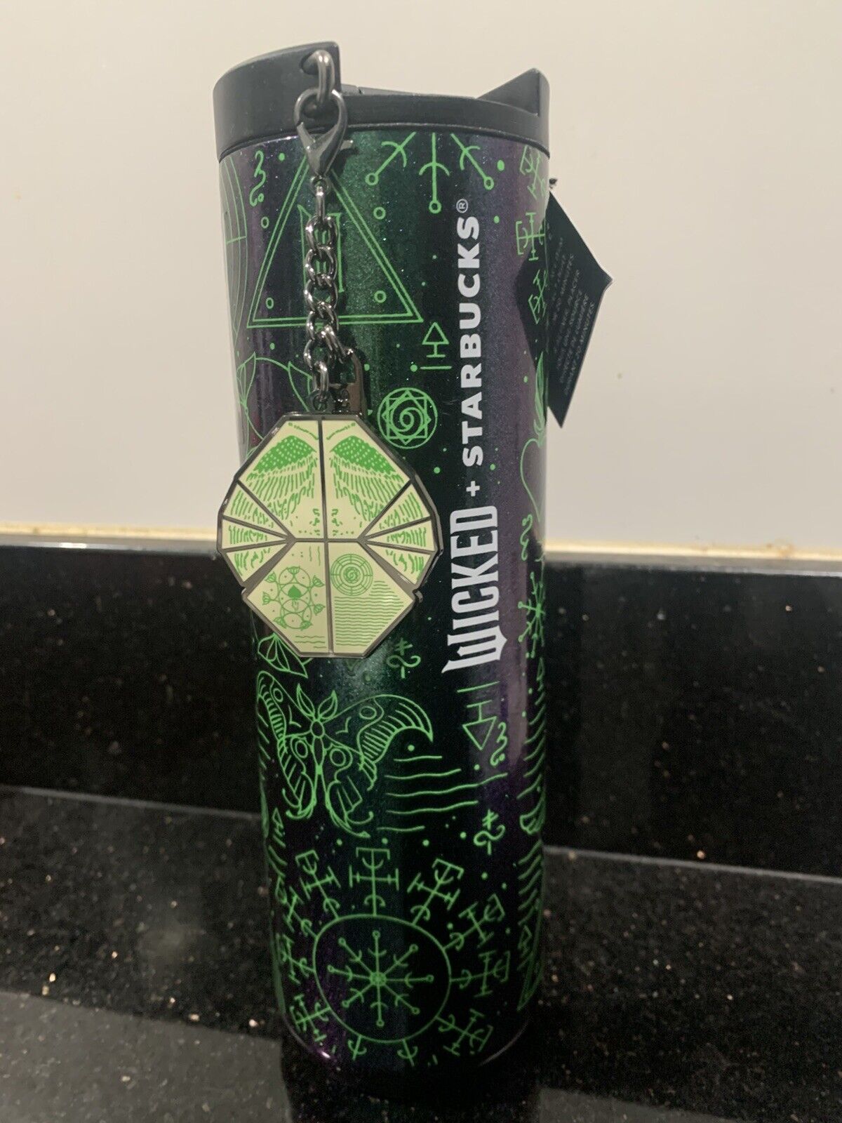 STARBUCKS WICKED Glow in the Dark Elphaba Tumbler with Grimmerie Charm 16oz - Sold on eBay January 20th, 2025 for $75.00