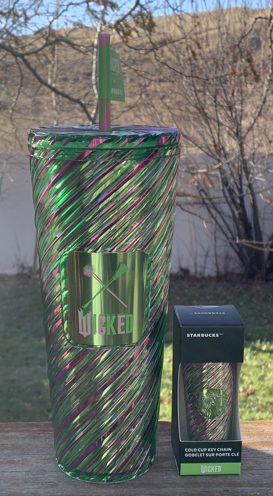 Starbucks @ Target Exclusive Wicked Pink & Green Swirl Cup (24oz.) & Keychain - Sold on eBay December 13th, 2024 for $115.00