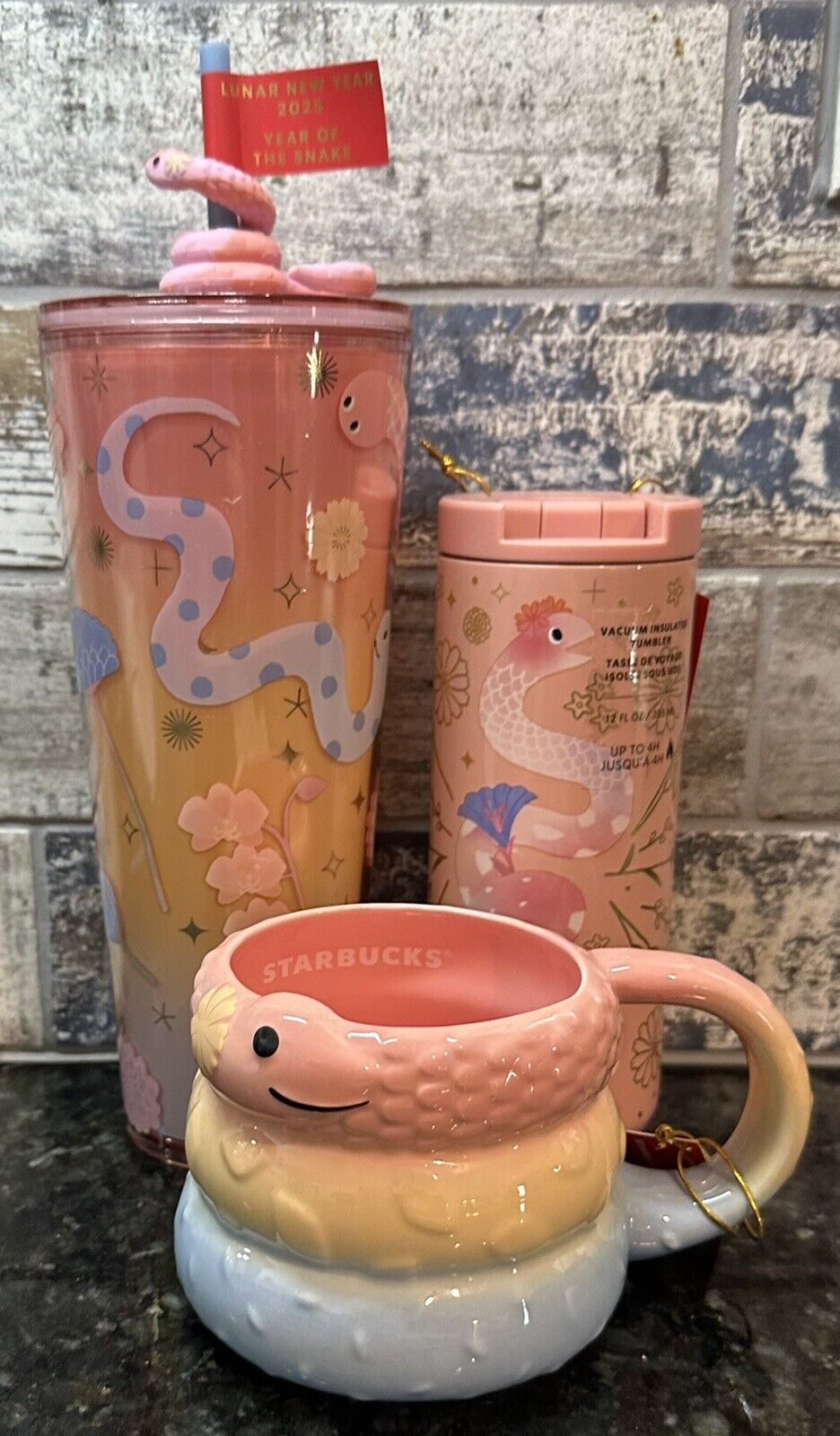 3 Starbucks Lunar New Year Of The Snake Full Collection NEW Mug Tumbler 2025 - Sold on eBay January 5th, 2025 for $109.51