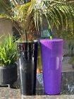 Starbucks 2024 Purple Pleated Speckle Glow & Matte Black Drip Slime Tumbler - Sold on eBay September 13th, 2024 for $110.00