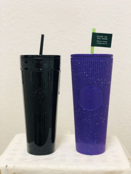 Starbucks Black Slime 2024 Limited Ed & Purple Glow in the Dark Cold Cups - SALE - Sold on eBay October 14th, 2024 for $110.00