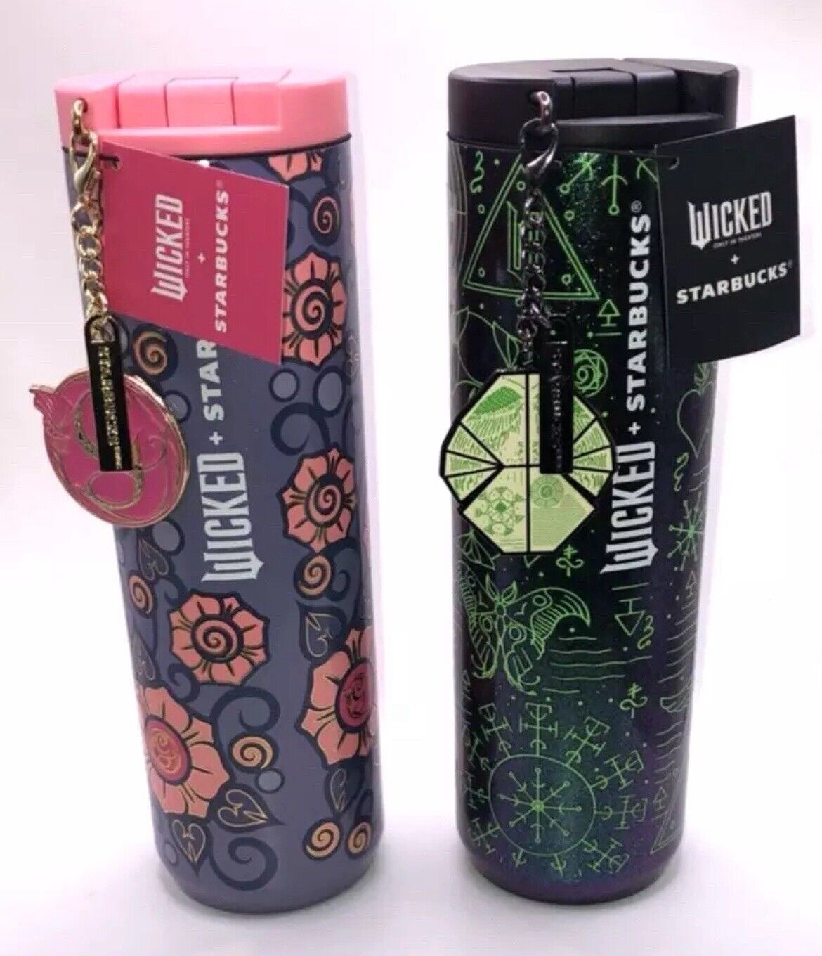 NEW Lot -2- Starbucks 16 oz Wicked Glinda AND Elphaba Tumbler W/ Charm - Sold on eBay November 24th, 2024 for $119.00