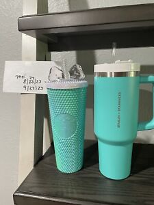Philippines exclusive! Tiffany blue Starbucks Stanley and studded tumbler!
