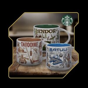 2021 Starbucks Star Wars 3 14oz Mug Been There Set NWT Batuu, Endor, Tatooine - Sold on eBay October 8th, 2023 for $240.00