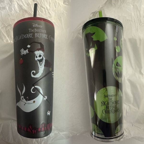Disney Nightmare Before Christmas Starbucks Tumbler w Straw 2024 SET OF 2 NEW - Sold on eBay October 8th, 2024 for $130.00