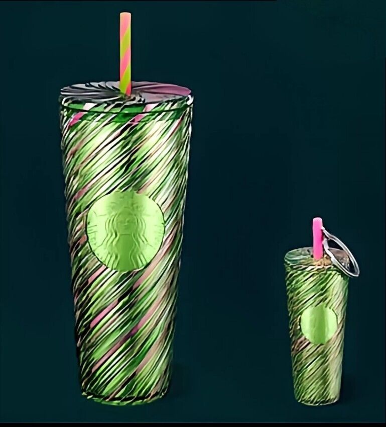 Starbucks Wicked 24oz. Tumbler Cold Cup Pink Green Swirl&keychain Elphaba Glinda - Sold on eBay December 10th, 2024 for $99.00