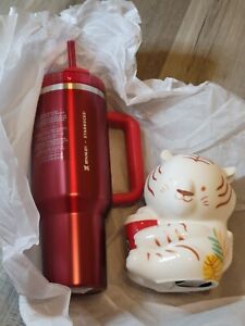 Starbucks × Stanley Red 40oz Holiday Thirst Quencher + Starbucks Tiger Bank - Sold on eBay January 13th, 2024 for $250.00
