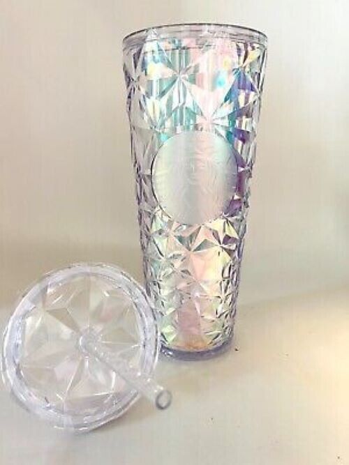 NEW! Starbucks Prism Diamond Iridescent Unicorn Clear Cold Cup 24oz Venti NWT - Sold on eBay December 12th, 2024 for $90.00