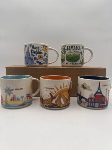 STARBUCKS Lot of 5 You Are Here & Been There Series 14oz. Mugs MAGIC KINGDOM