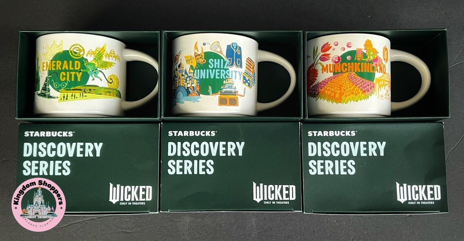 2024 Universal Studios Starbucks Wicked Discovery Series 3 Mug Set Emerald City - Sold on eBay November 23rd, 2024 for $158.95