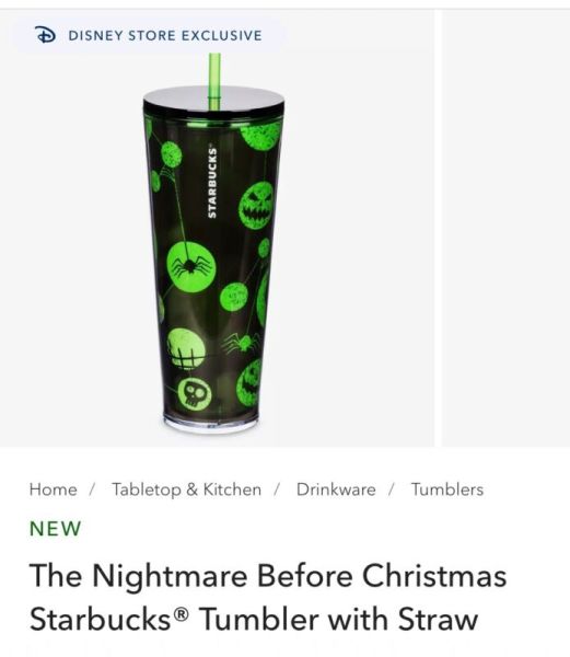 Disney The Nightmare Before Christmas Starbucks Tumbler with Straw ?CONFIRMED? - Sold on eBay September 13th, 2024 for $90.00