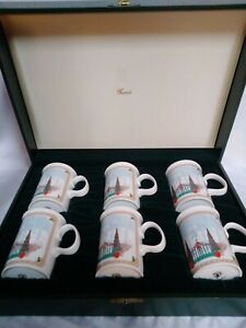 GUCCI VINTAGE 1970'S SET OF 6 CHRISTMAS COFFEE MUGS/CUPS WITH PRESENTATION CASE