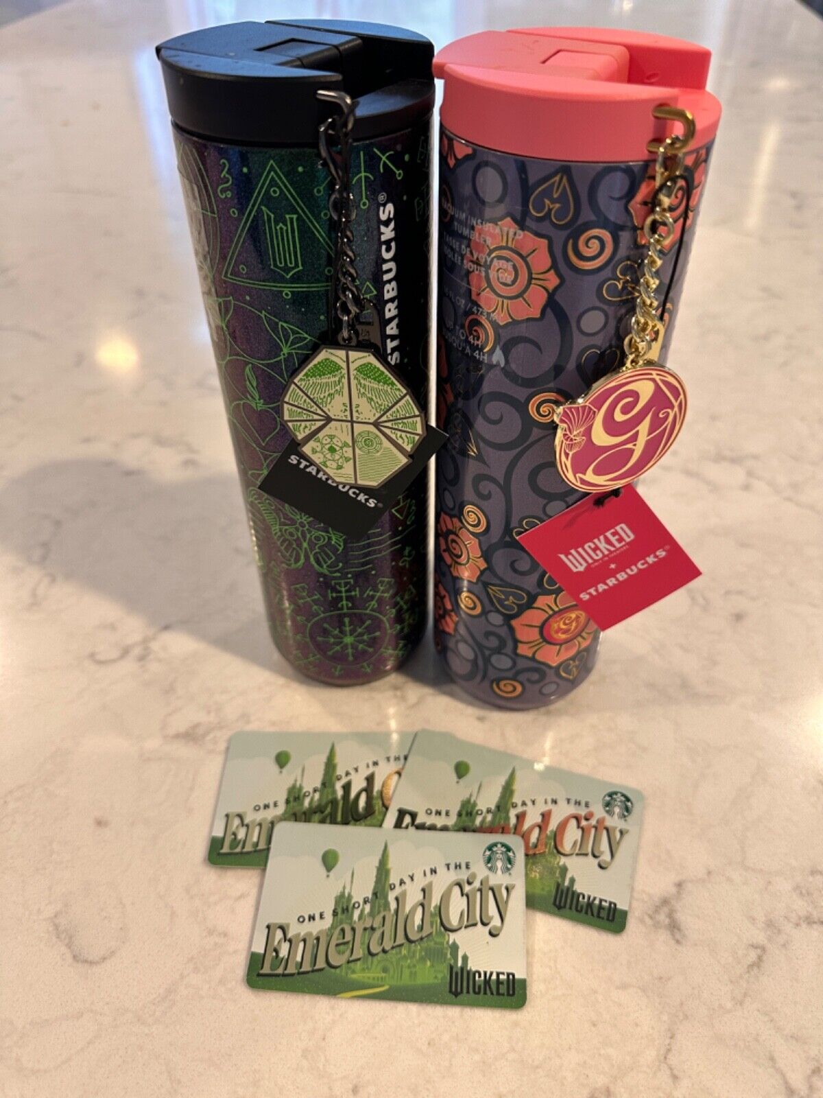 WICKED: Elphaba (Glow in the Dark)  & Glinda Tumblers with Charms & Gift Cards - Sold on eBay January 18th, 2025 for $165.00