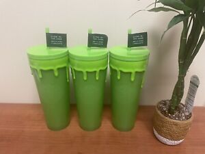 3 Starbucks 2023 Halloween Slime Drip Venti Tumbler 24oz Glow in the Dark Cup - Sold on eBay September 17th, 2023 for $160.00