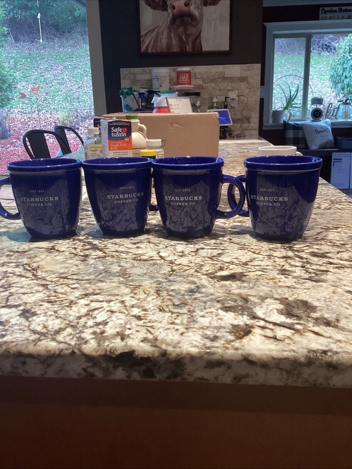 4 Starbucks Coffee Co. Abbey Barista Mug Est 1971 Coffee Cup  COBALT 16 Oz 2001 - Sold on eBay January 23rd, 2025 for $60.00