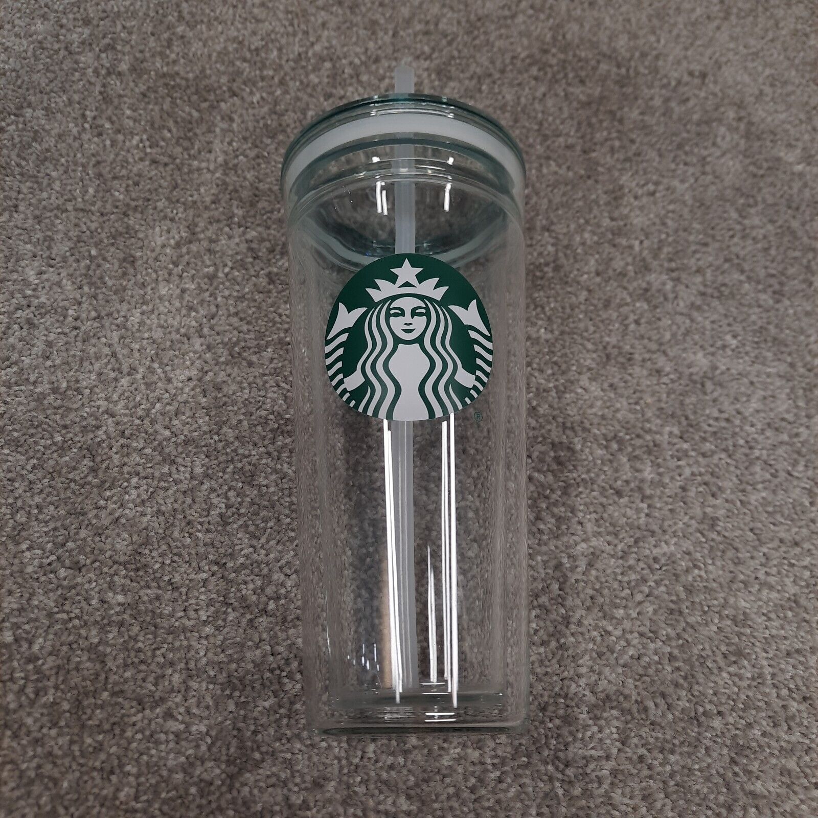 Starbucks 2016 Double Wallled Glass Tumbler Venti 20 Fl Oz Straw Clear Logo - Sold on eBay September 22nd, 2024 for $74.95