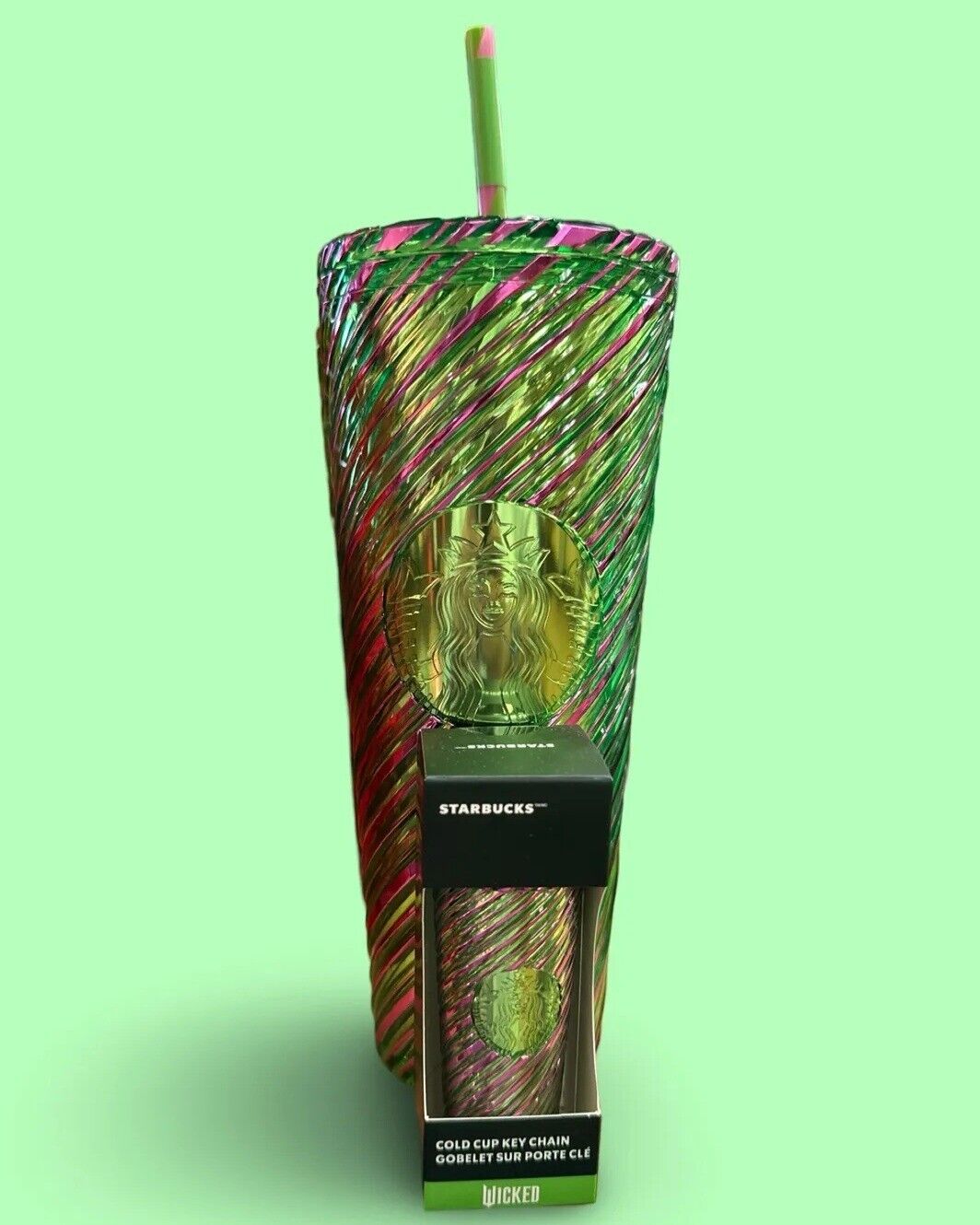 Starbucks Wicked 24oz. Cold Cup Pink And Green Swirl With Keychain - Sold on eBay December 17th, 2024 for $99.00