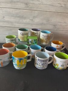 Lot of 14 Starbucks You Are Here, Been There, Collector Series Mugs & Hawaii