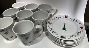 Starbucks Christmas Tree Dessert Set for 8 - EXTREMELY RARE 8 plates/8 mugs - Sold on eBay October 11th, 2023 for $150.00