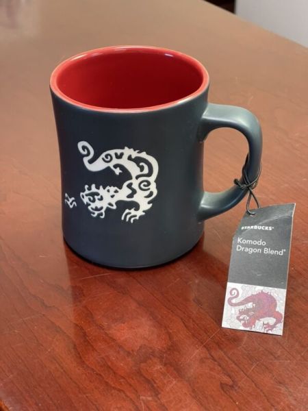 NWT Starbucks Komodo Dragon Blend Mug 2011 Black Bone China 12oz