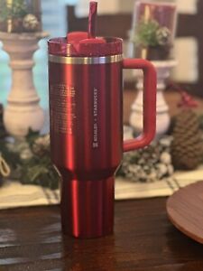 ?NEW LIMITED Starbucks x Stanley Cup Holiday 2023 Collab (40 oz) Red Tumbler ? - Sold on eBay December 24th, 2023 for $170.00 (15 bids) 