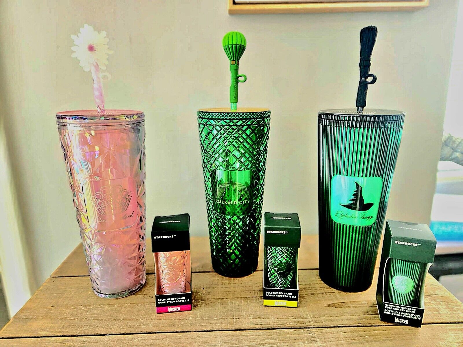 The Complete 2024 Starbucks 'Wicked' Topper Collection w/ Matching Keychains - Sold on eBay December 7th, 2024 for $425.00