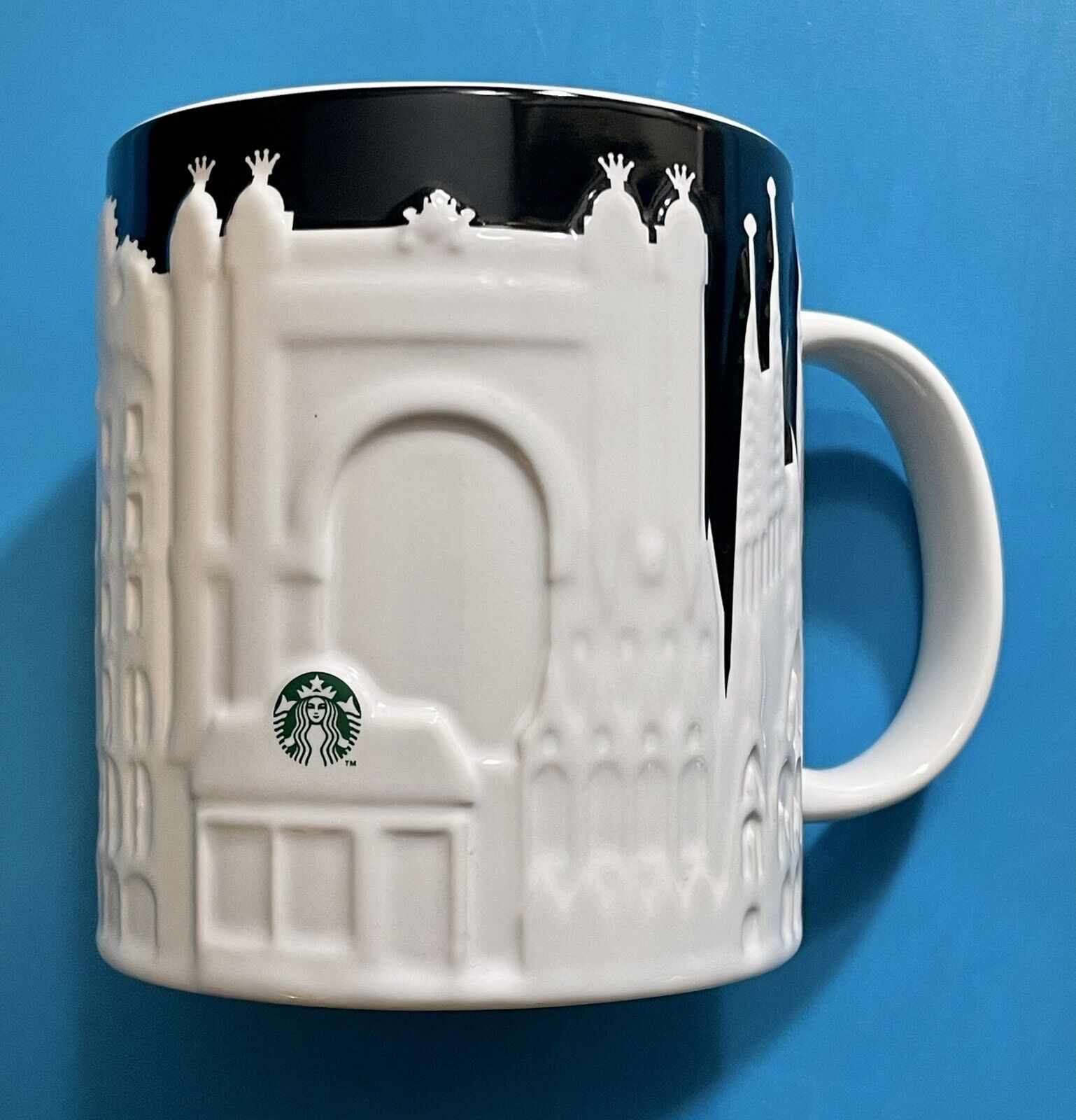 2023 Starbucks BARCELONA , SPAIN ?? Relief Black White Mug 16oz - Sold on eBay January 15th, 2025 for $75.00