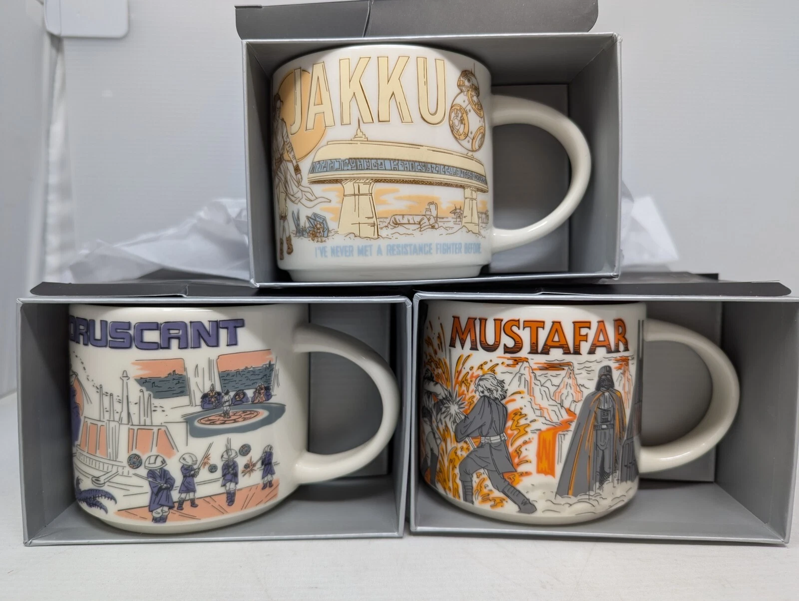 Star Wars Disney Starbucks Been There 3 Mug Set Coruscant Jakku Mustafar New! - Sold on eBay May 8th, 2025 for $119.99