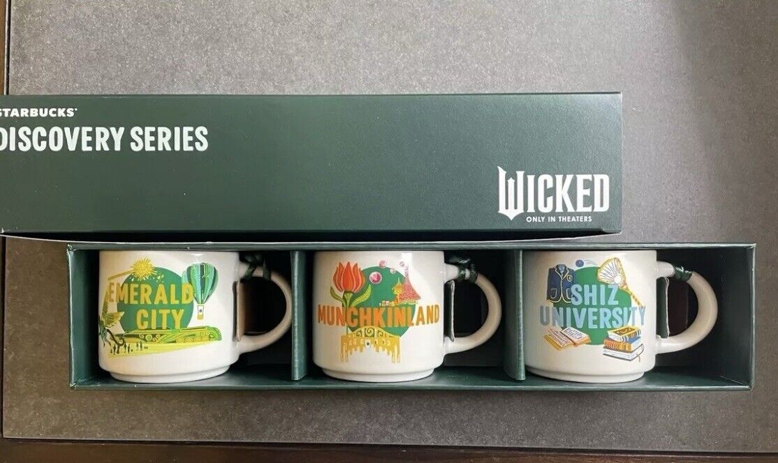 Starbucks Wicked Discovery Series Mini Mug Ornament Set Of 3 - Universal Studios - Sold on eBay December 14th, 2024 for $81.00 (19 bids) 