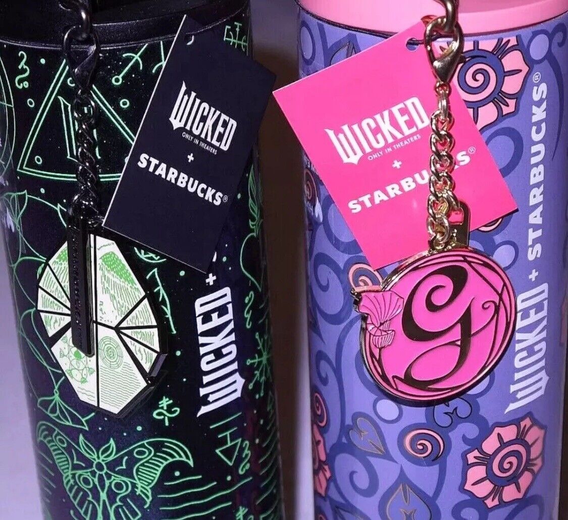 WICKED STARBUCKS (2) OZ INSULATED TUMBLERS 16 oz GLINDA & ELPHABA w/ CHARMS - Sold on eBay November 30th, 2024 for $134.99