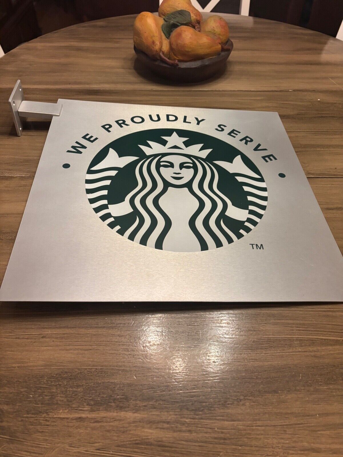 Starbucks Metal Sign “We Proudly Serve” 18” X 18” Double sided - Sold on eBay February 17th, 2025 for $110.00