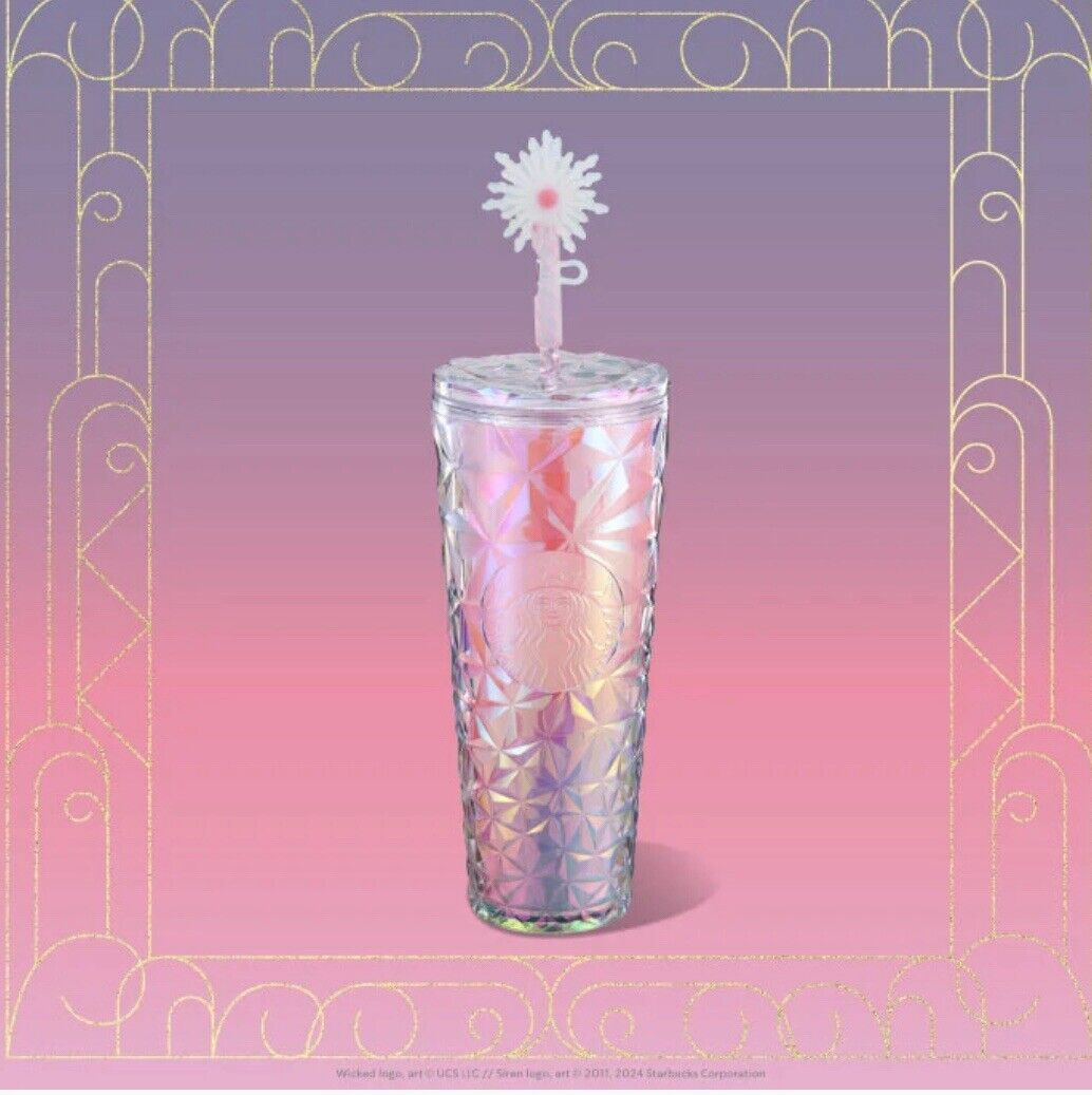 Starbucks Exclusive  WICKED Glinda pink 24 oz Cold Cup tumbler with Wand Topper - Sold on eBay February 2nd, 2025 for $120.00