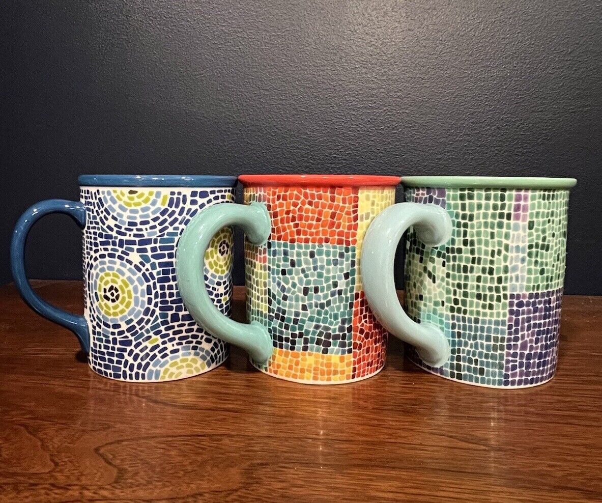 VTG Starbucks Barista Coffee Mugs Mosaic Patchwork 2002 2008 Set Of 3 - Sold on eBay January 17th, 2025 for $65.00