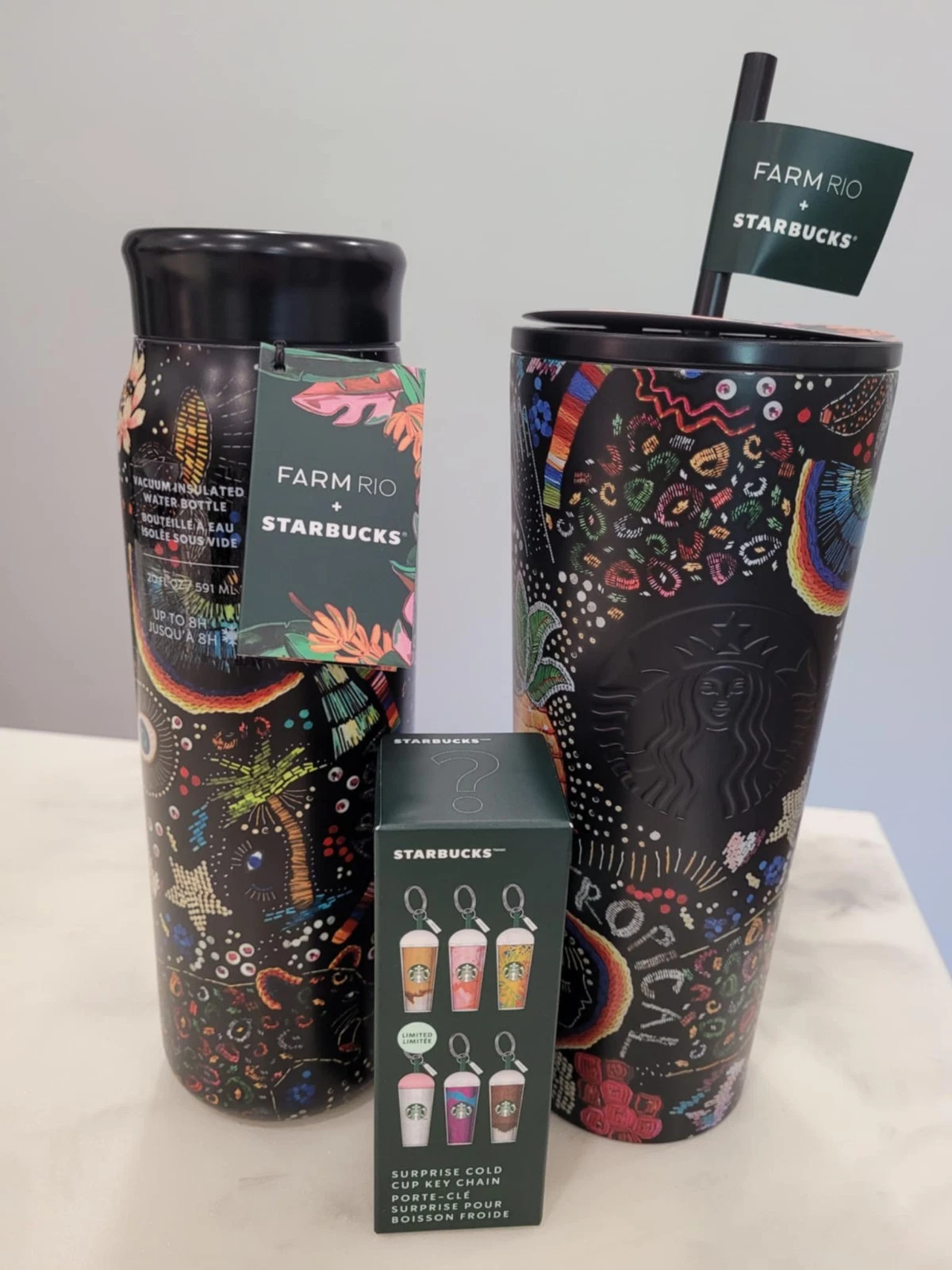 Early Release STARBUCKS Farm Rio Summer 2025 Black Rainbow SET OF 3 SEE PICS - Sold on eBay May 6th, 2025 for $100.00