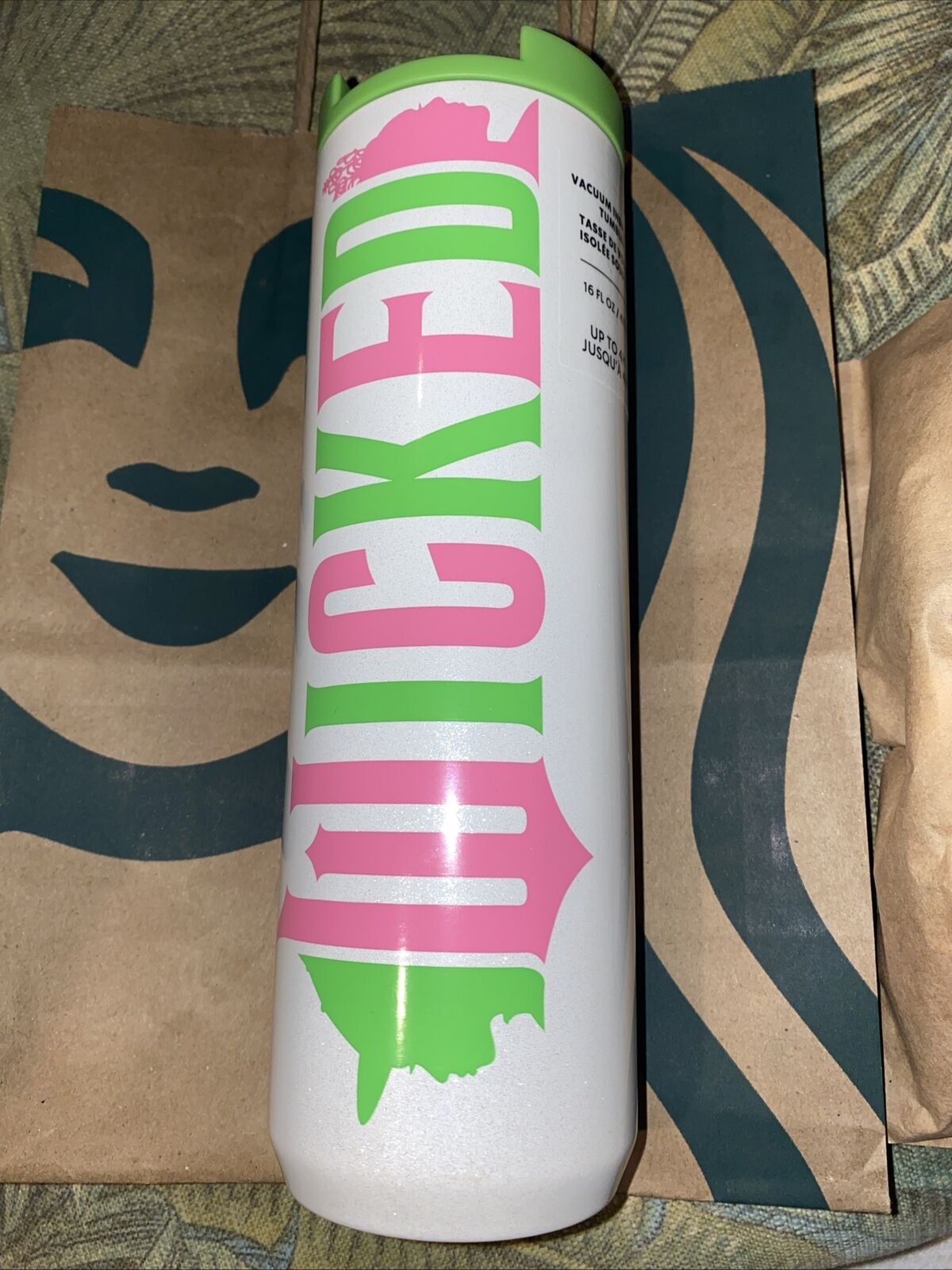 STARBUCKS @ TARGET WICKED VACUUM INSULATED TUMBLER 16 OZ WHITE PINK GREEN - Sold on eBay February 6th, 2025 for $150.00