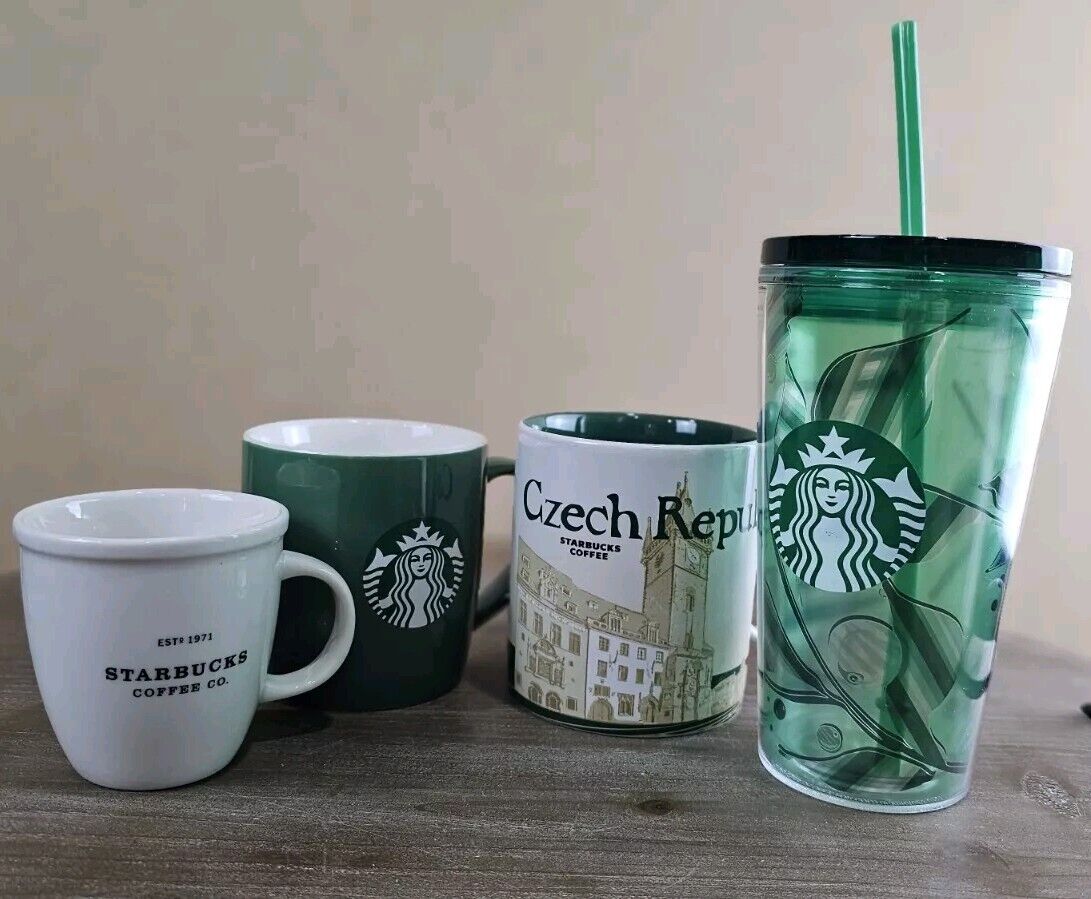 Starbucks Barista, Mug Siren Logo, Czech Republic Tumbler Floral Ivy Lot Of 4 - Sold on eBay February 3rd, 2025 for $64.94