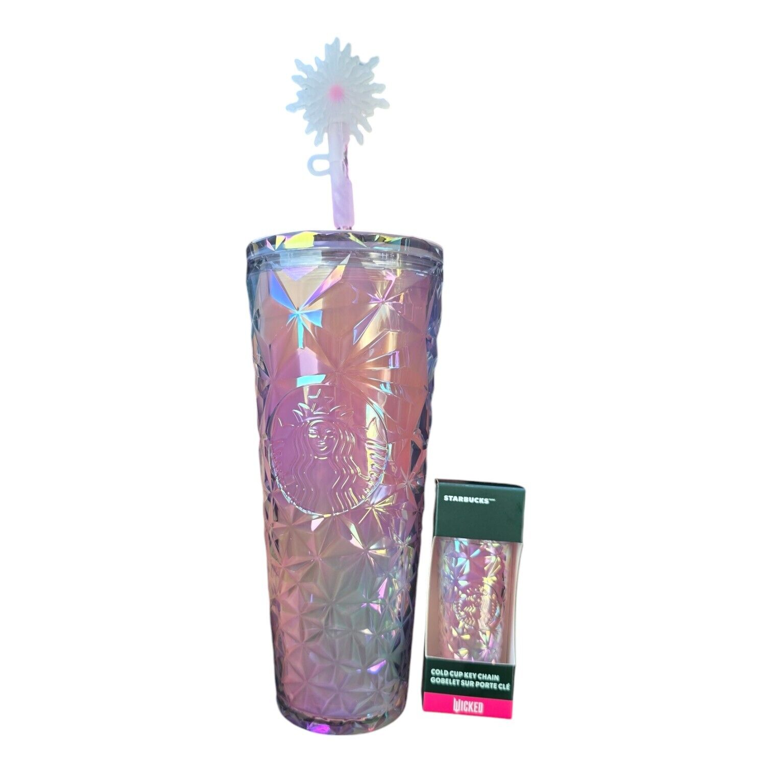 Starbucks Wicked Pink Crystal Glenda Cold Shimmer Cup & Keychain Limit Ed 2024 - Sold on eBay December 2nd, 2024 for $124.99