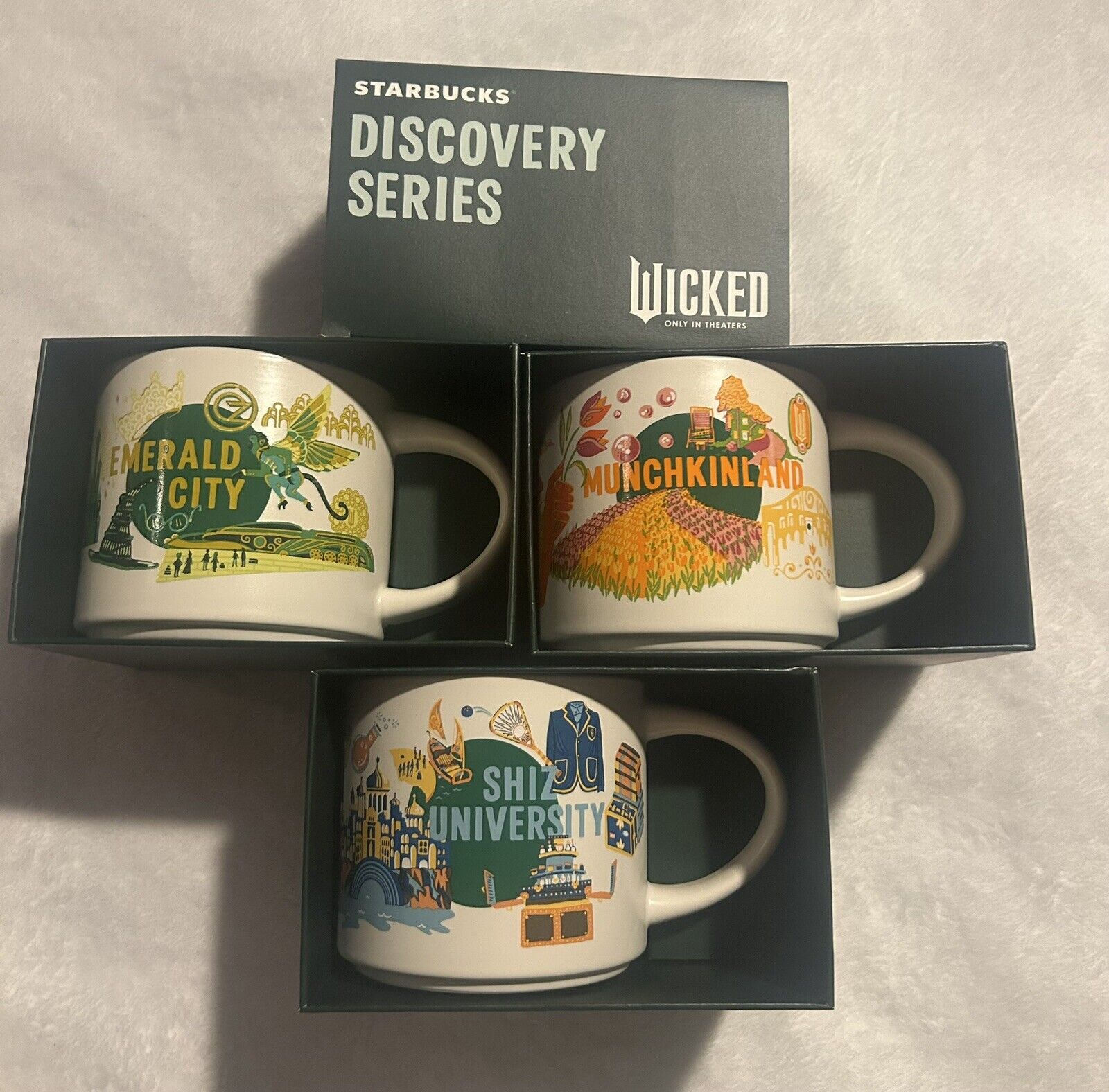Universal Studios Starbucks 2024 Wicked Discovery Series Set of 3 Mugs Cups 14oz - Sold on eBay November 25th, 2024 for $150.00